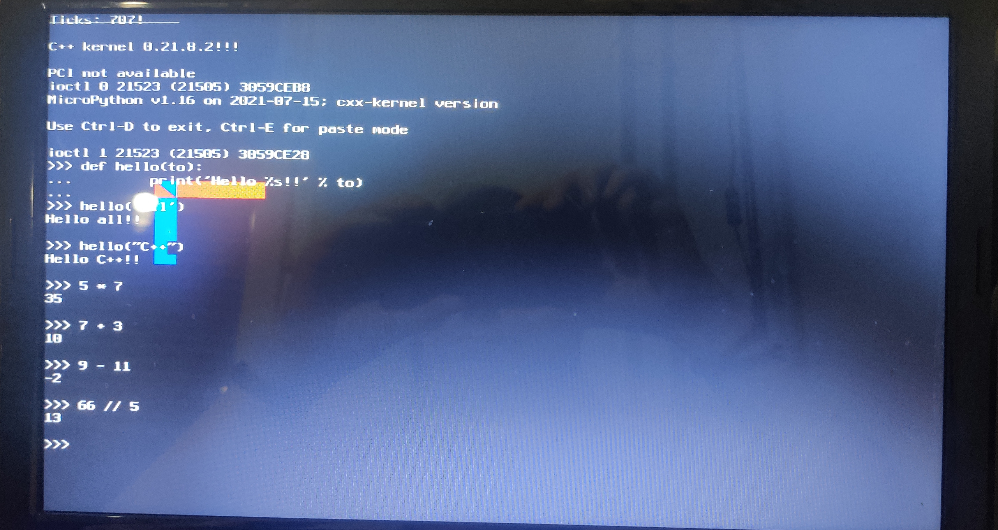 kernel running on a laptop